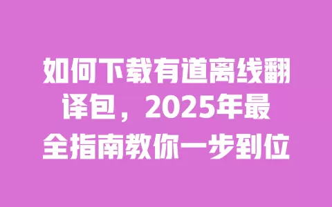 如何下载有道离线翻译包,2025年最全指南教你一步到位 一