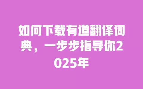 如何下载有道翻译词典,一步步指导你2025年 一