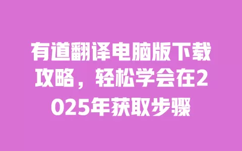 有道翻译电脑版下载攻略，轻松学会在2025年获取步骤 一