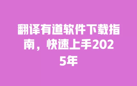 翻译有道软件下载指南,快速上手2025年 一