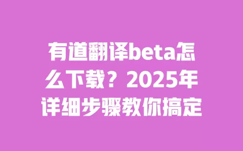 有道翻译beta怎么下载?2025年详细步骤教你搞定 一