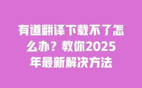 有道翻译下载不了怎么办?教你2025年最新解决方法 一