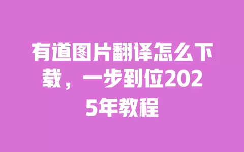有道图片翻译怎么下载,一步到位2025年教程 一