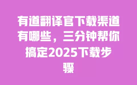 有道翻译官下载渠道有哪些,三分钟帮你搞定2025下载步骤 一