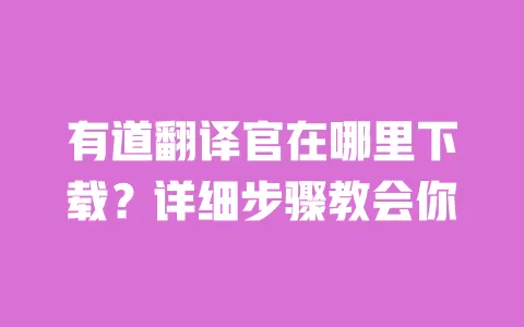 有道翻译官在哪里下载?详细步骤教会你 一
