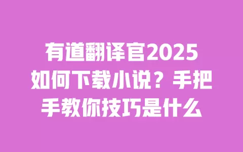 有道翻译官2025如何下载小说?手把手教你技巧是什么 一