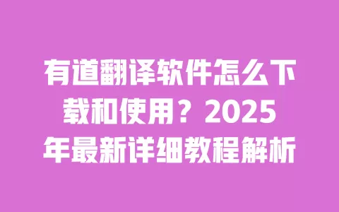 有道翻译软件怎么下载和使用？2025年最新详细教程解析 一