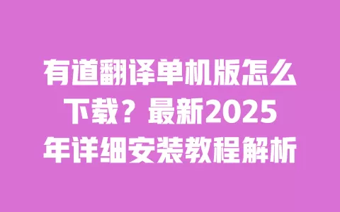 有道翻译单机版怎么下载?最新2025年详细安装教程解析 一