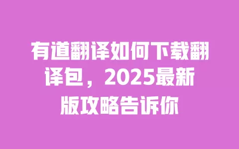 有道翻译如何下载翻译包,2025最新版攻略告诉你 一