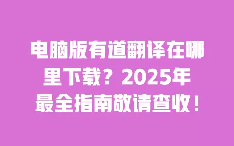 电脑版有道翻译在哪里下载?2025年最全指南敬请查收! 一