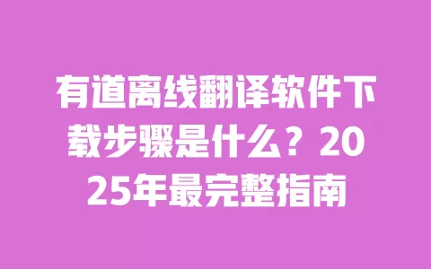有道离线翻译软件下载步骤是什么?2025年最完整指南 一