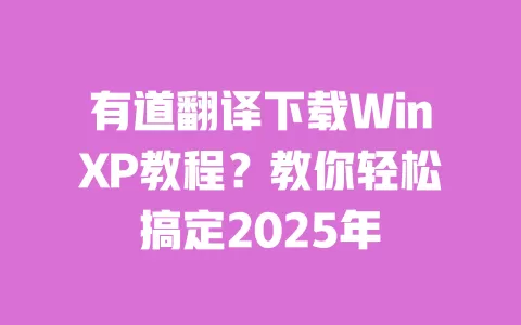 有道翻译下载WinXP教程?教你轻松搞定2025年 一