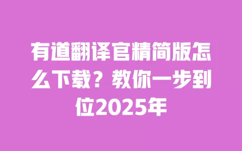 有道翻译官精简版怎么下载?教你一步到位2025年 一