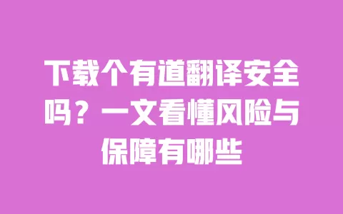 下载个有道翻译安全吗?一文看懂风险与保障有哪些 一
