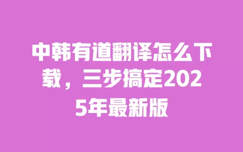 中韩有道翻译怎么下载,三步搞定2025年最新版 一