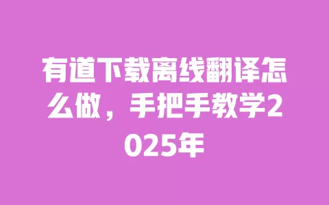 有道下载离线翻译怎么做，手把手教学2025年 一