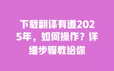 下载翻译有道2025年,如何操作?详细步骤教给你 一